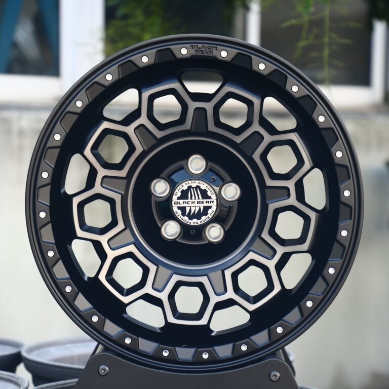 Toyota 4Runner wheels – Black Bear Gloss Black Deep Lip Machined Face, front view