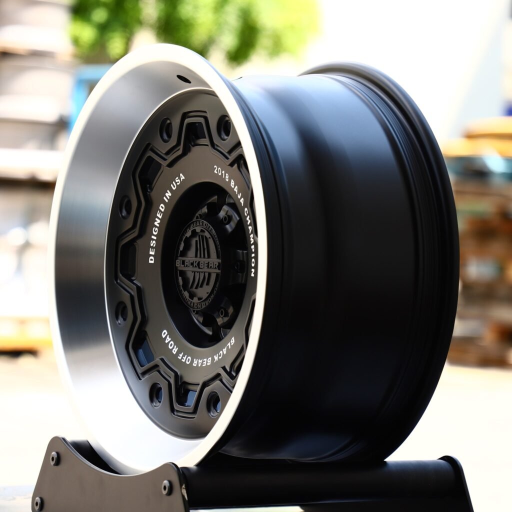 6x139.7 wheels – Black Bear Gloss Black Deep Lip, side view