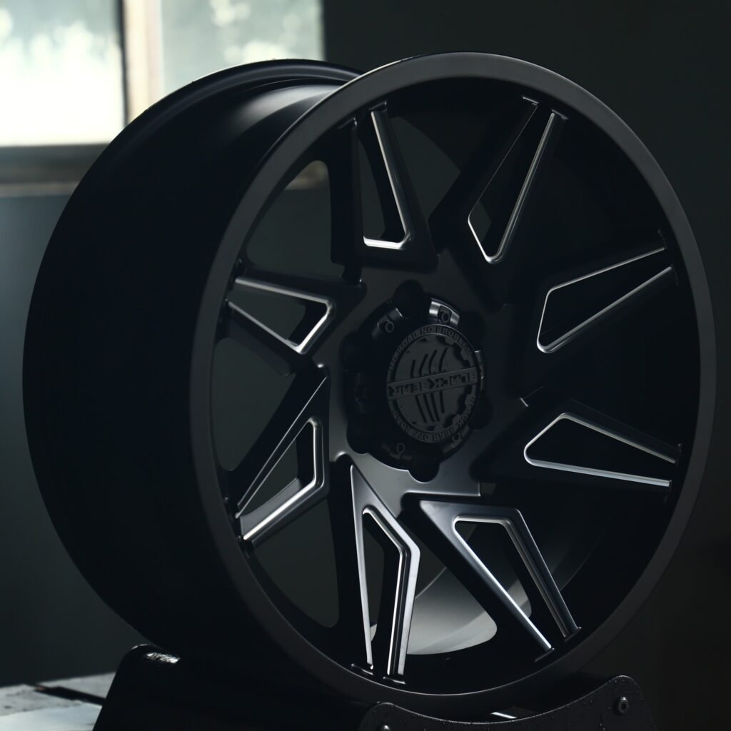 6x139.7 wheels – Black Bear Gloss Black Milled Lip, side view