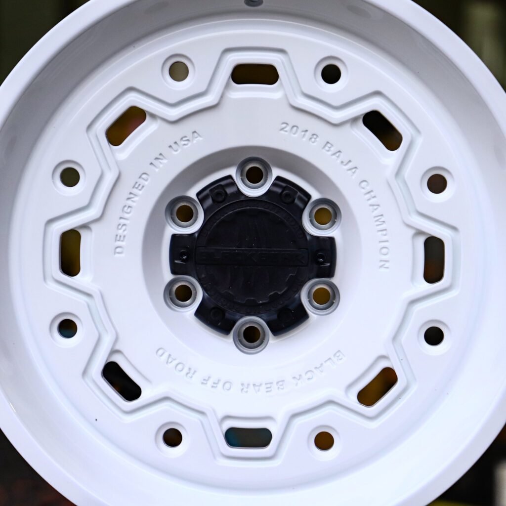 Toyota Tacoma wheels – Black Bear Gloss White Deep Lip, lip and barrel detail