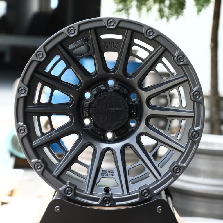 Toyota 4Runner wheels – Black Bear Gray Exposed Bolt Detail Double Ring Lip, front view