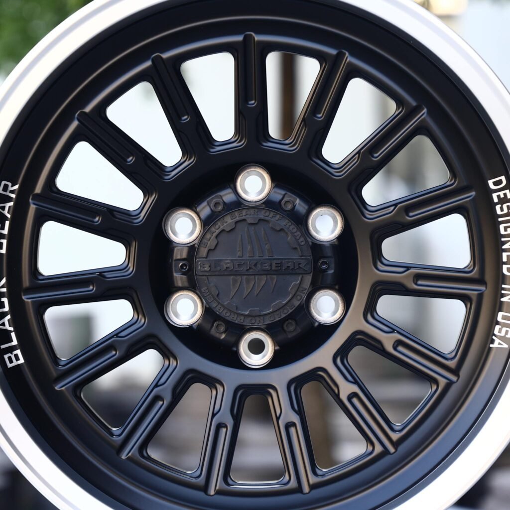 Toyota Tacoma wheels – Black Bear Matte Black Deep Lip, lip and barrel detail