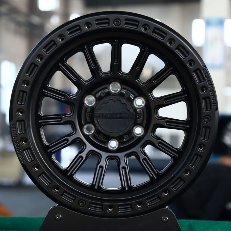 Ford F-150 wheels – Black Bear Matte Black Multi-Spoke Beadlock Deep Lip, front view