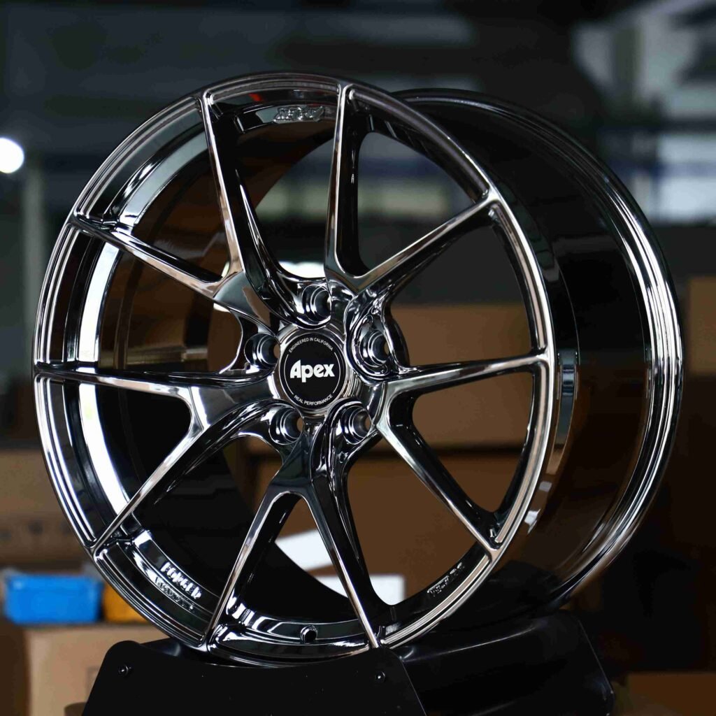 BMW 3 Series F30 wheels – Black Chrome 5 Y-Spoke (APEX-Style), angled view