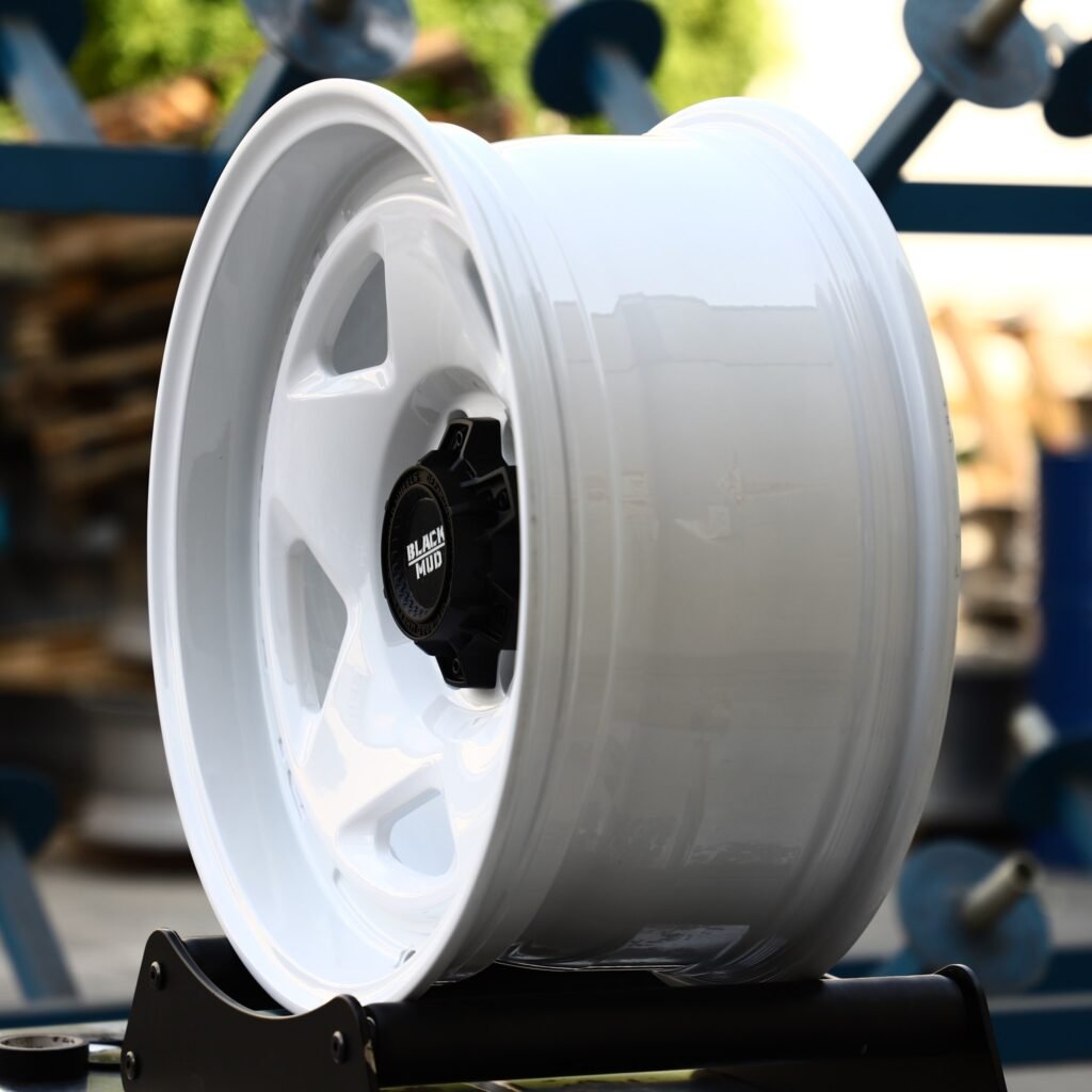 6x139.7 wheels – Black Mud Custom Finish 5-Star Spoke Deep Lip, side view