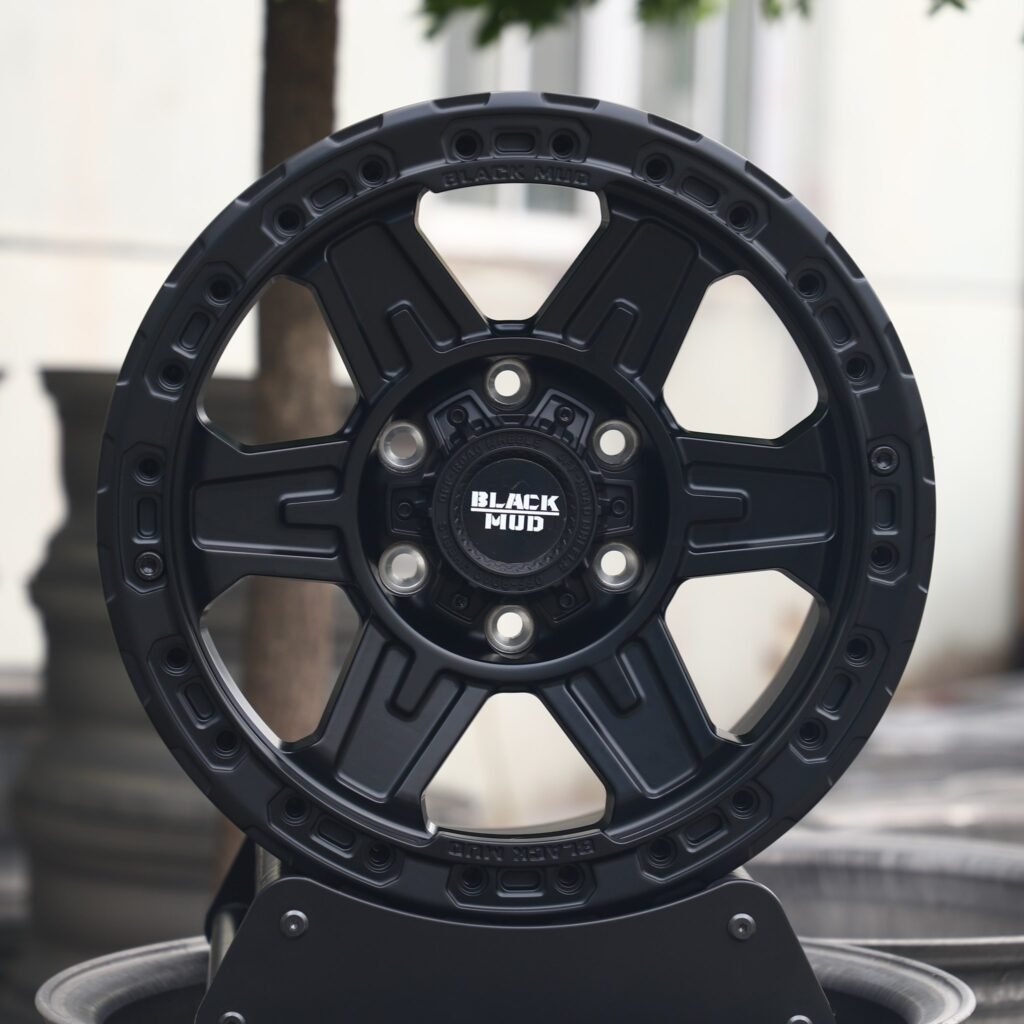 Toyota 4Runner wheels – Black Mud Gloss Black 6-Spoke Beadlock, front view