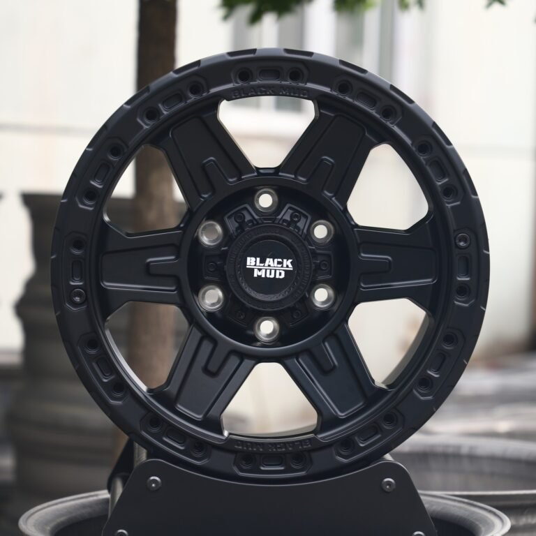 Toyota 4Runner wheels – Black Mud Gloss Black 6-Spoke Beadlock, front view