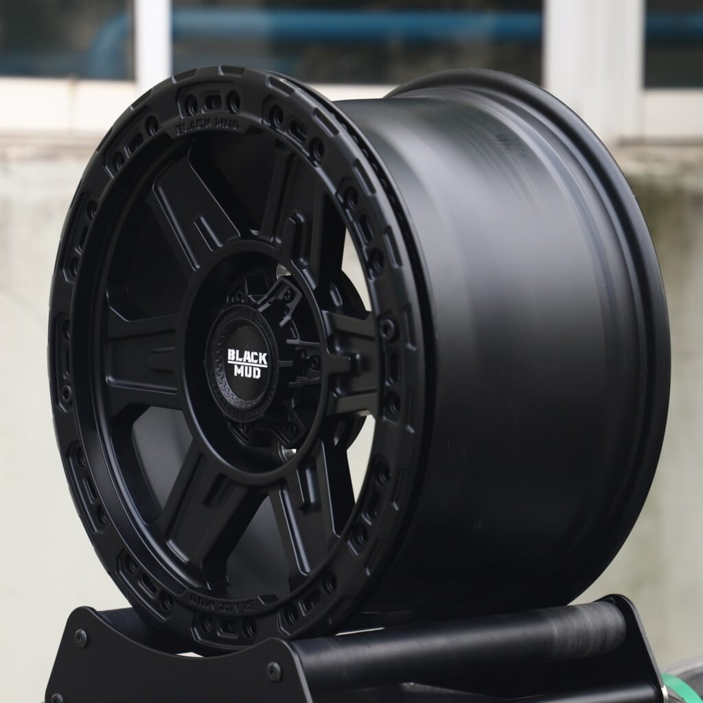 6x139.7 wheels – Black Mud Gloss Black 6-Spoke Beadlock, side view