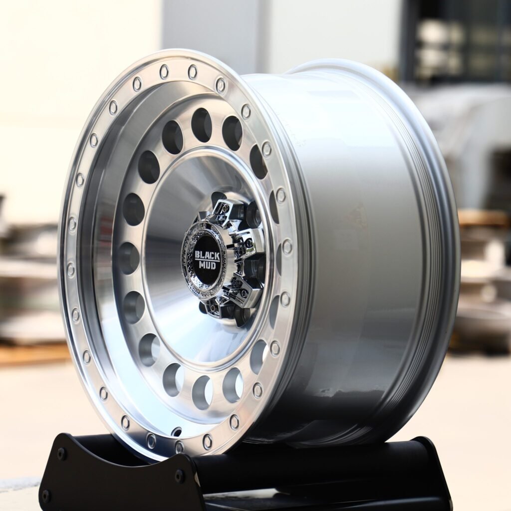 6x139.7 wheels – Black Mud Silver Deep Lip Full-Face, side view