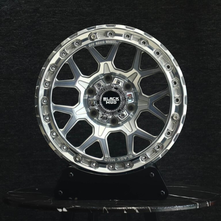Toyota 4Runner wheels – Black Mud Silver Beadlock, front view
