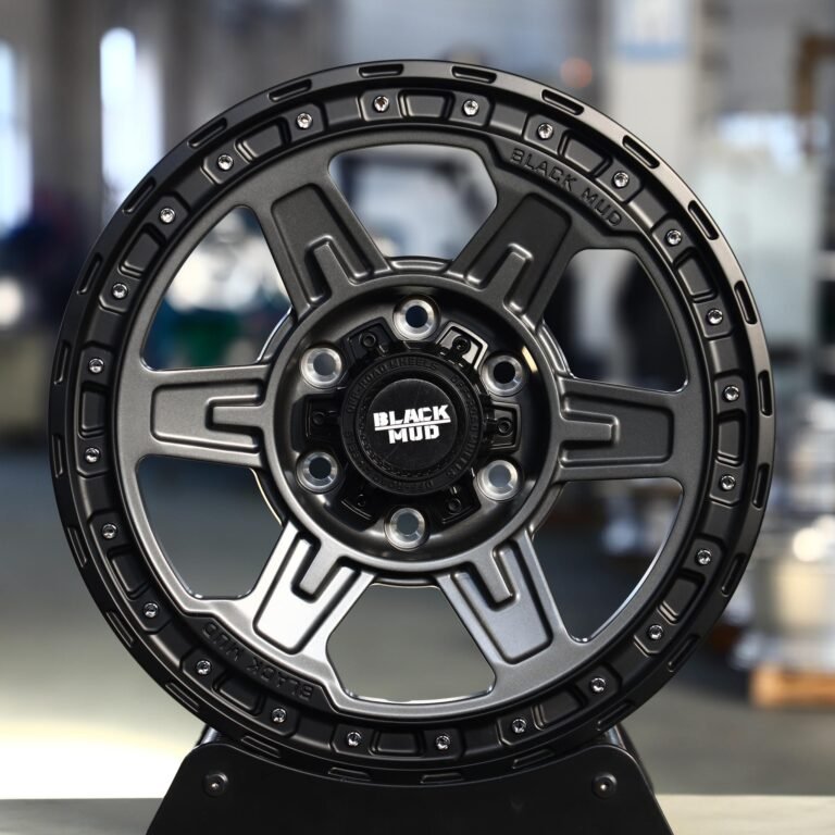 Ford F-150 wheels – BlackMud Matte Black Exposed Bolt Detail, front view