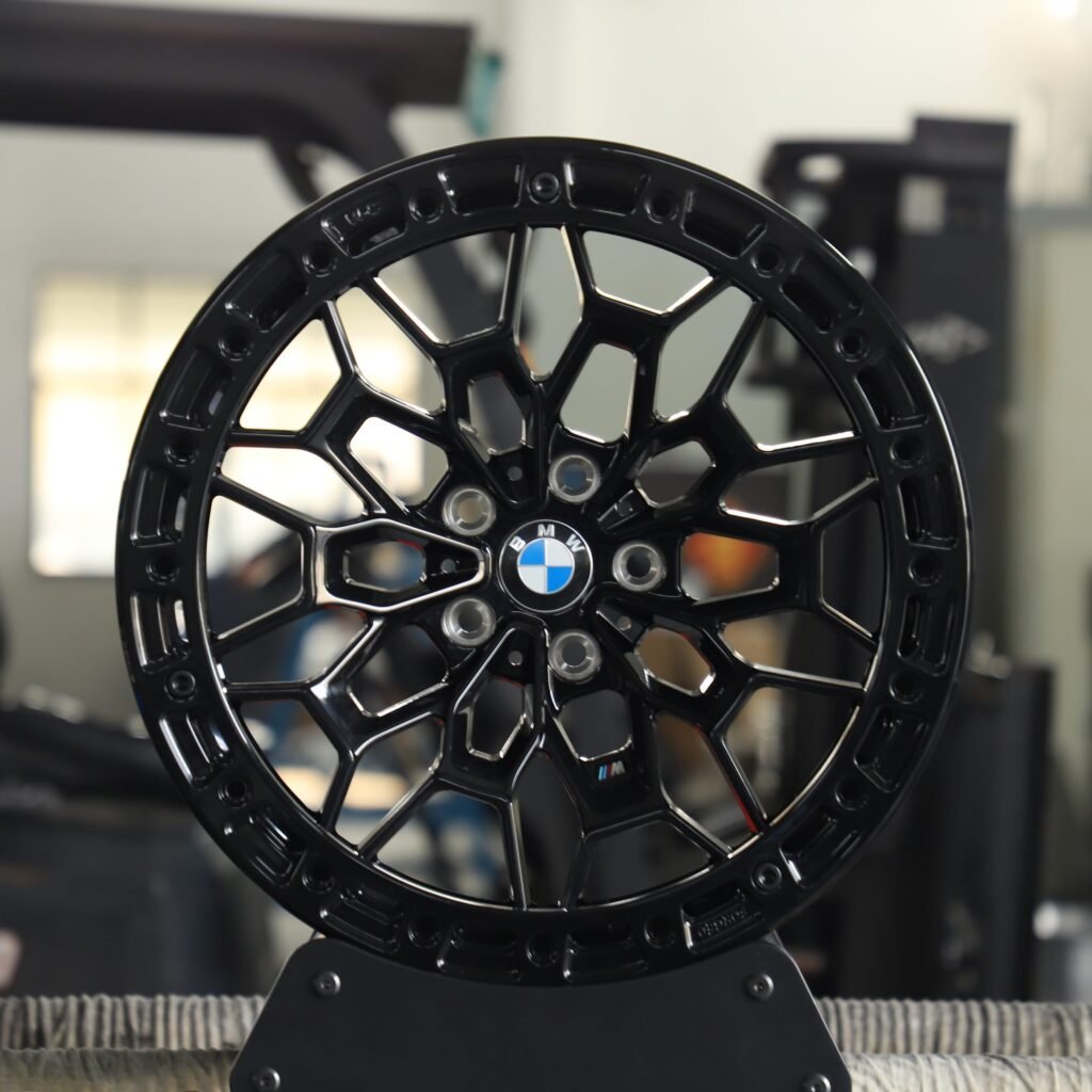 BMW M3 wheels – BMW M Style Gloss Black 5-Spoke Beadlock Cut-Out, front view