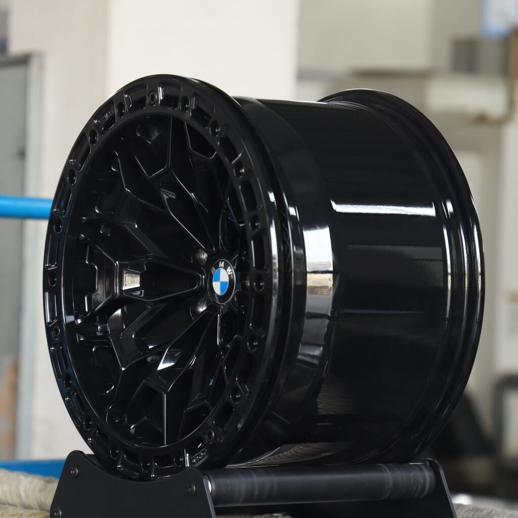 BMW M4 G82 wheels – BMW M Style Gloss Black 5-Spoke Beadlock Cut-Out, lip and barrel detail