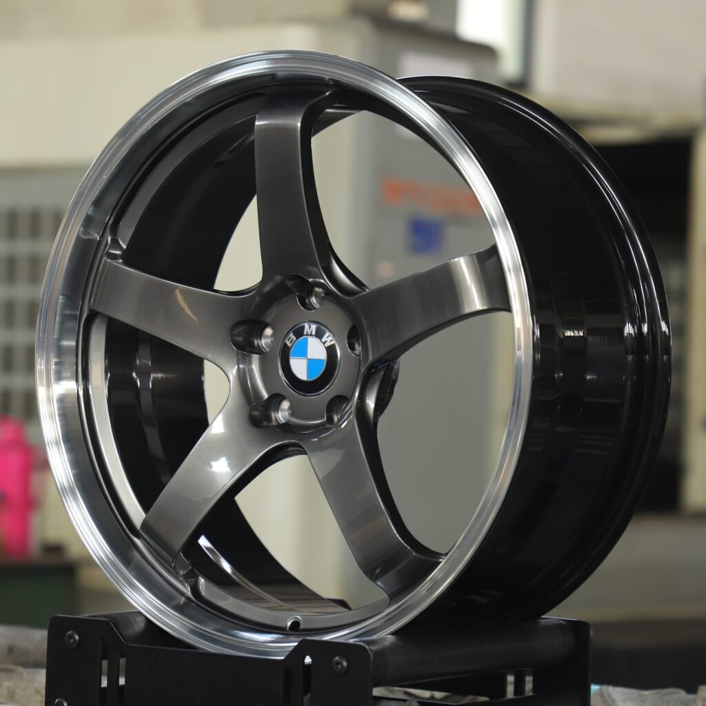 5x120 wheels – BMW M Style Metallic Gray 5-Spoke Deep Lip, side view