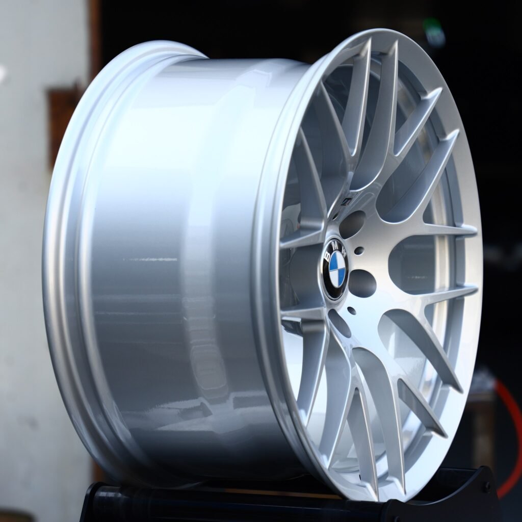 5x120 wheels – Bright Silver / Machined 8 Y-Spoke Mesh (BMW OEM-Style), side view
