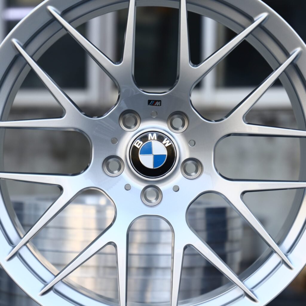 BMW M4 G82 wheels – Bright Silver / Machined 8 Y-Spoke Mesh (BMW OEM-Style), lip and barrel detail