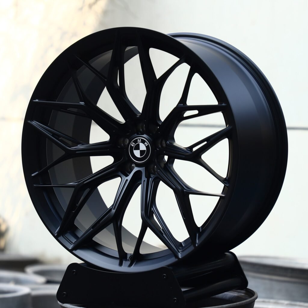 BMW M5 wheels – Gloss Black 10 Y-Spoke Mesh (BMW OEM-Style), angled view
