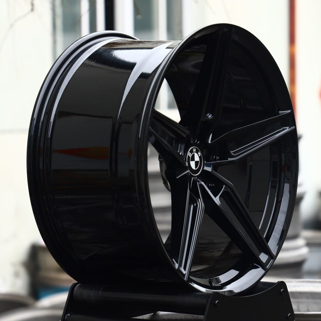 5x120 wheels – Gloss Black 5-Spoke (BMW OEM-Style), side view