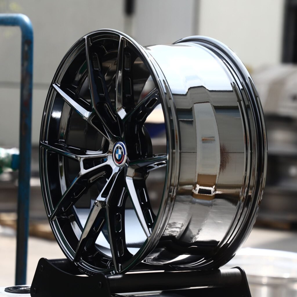 5x120 wheels – Gloss Black Machined 5 Y-Spoke (BMW OEM-Style), side view