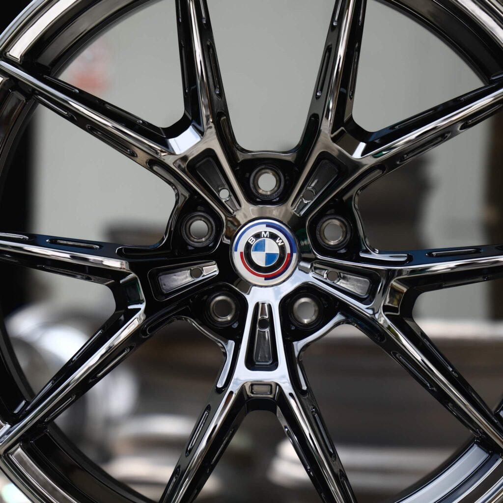 BMW M4 G82 wheels – Gloss Black Machined 5 Y-Spoke (BMW OEM-Style), lip and barrel detail