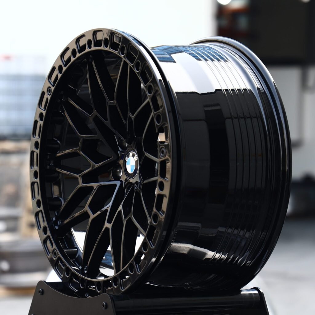 5x120 wheels – Gloss Black / Machined Mesh Beadlock (BMW OEM-Style), side view