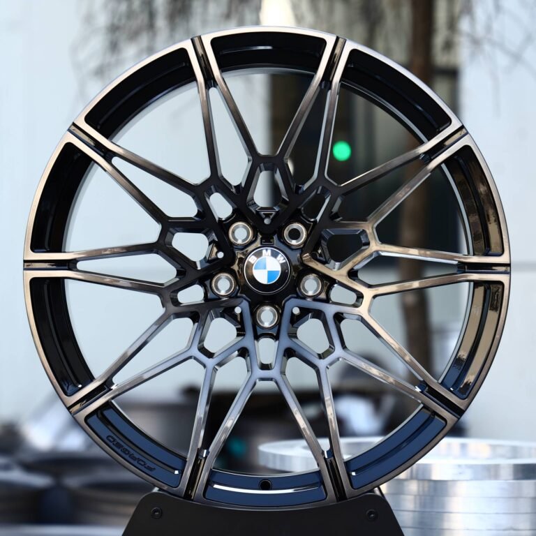 BMW M3 wheels – Gloss Black / Machined Mesh (BMW OEM-Style), front view