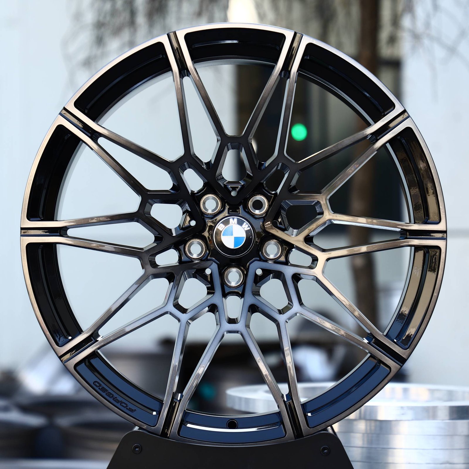 BMW M3 wheels – Gloss Black / Machined Mesh (BMW OEM-Style), front view
