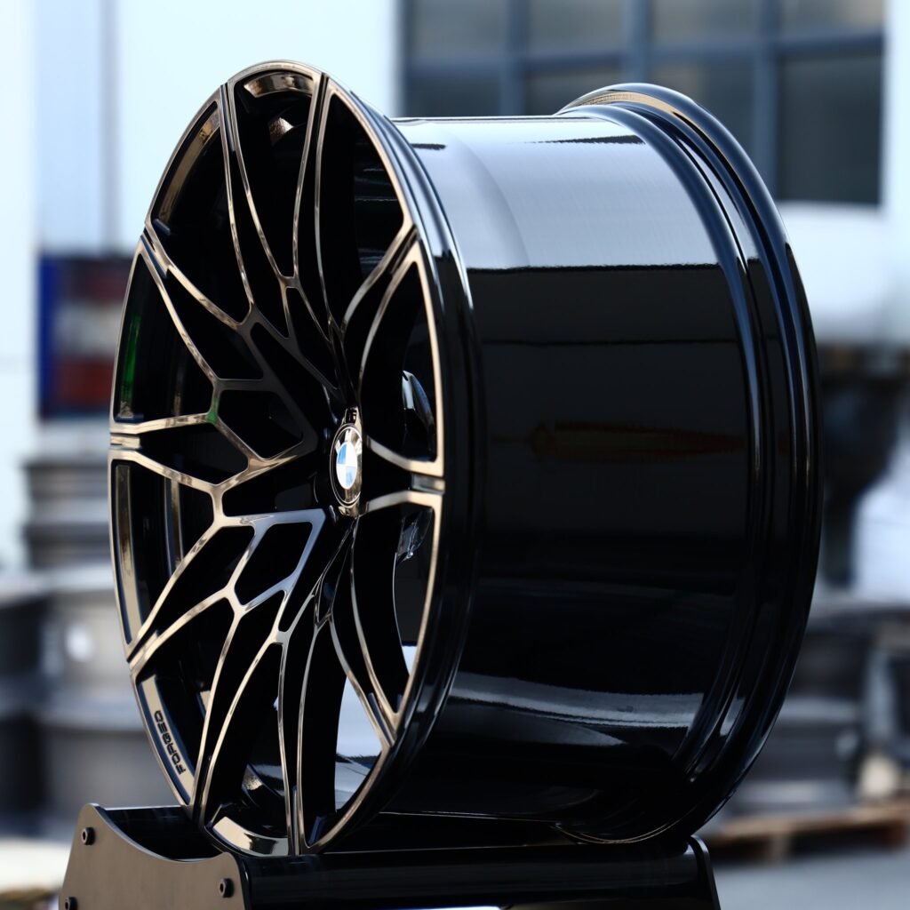 5x120 wheels – Gloss Black / Machined Mesh (BMW OEM-Style), side view