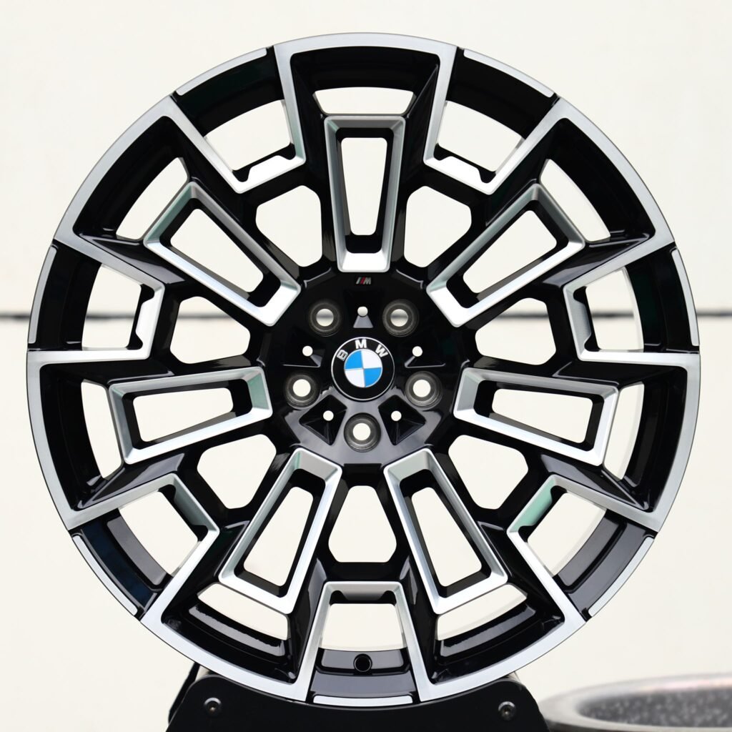 BMW M3 wheels – Gloss Black / Machined Multi-Spoke (BMW OEM-Style), front view