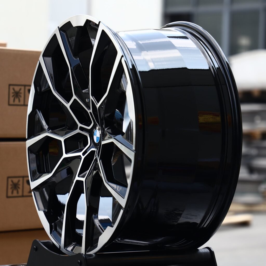 5x120 wheels – Gloss Black Machined Petal (BMW OEM-Style), side view