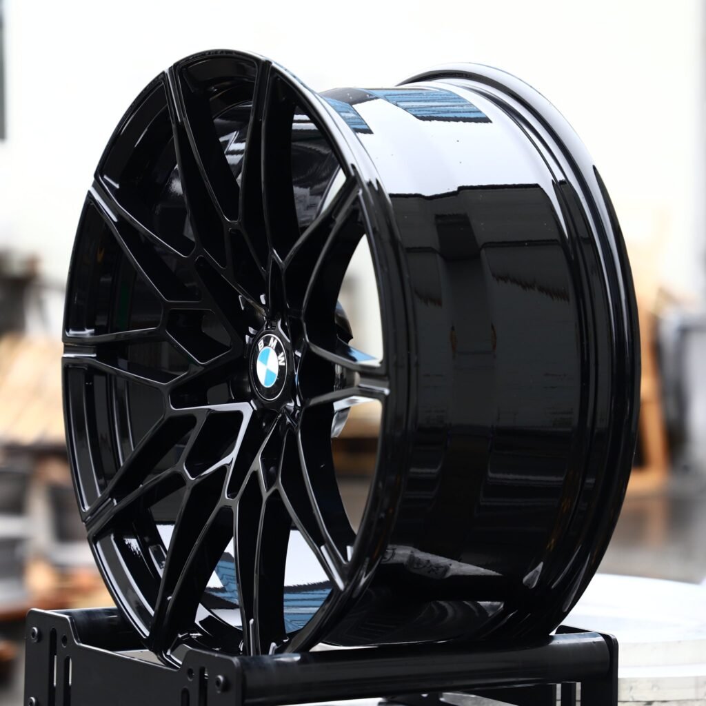 5x120 wheels – Gloss Black Mesh (BMW OEM-Style), side view