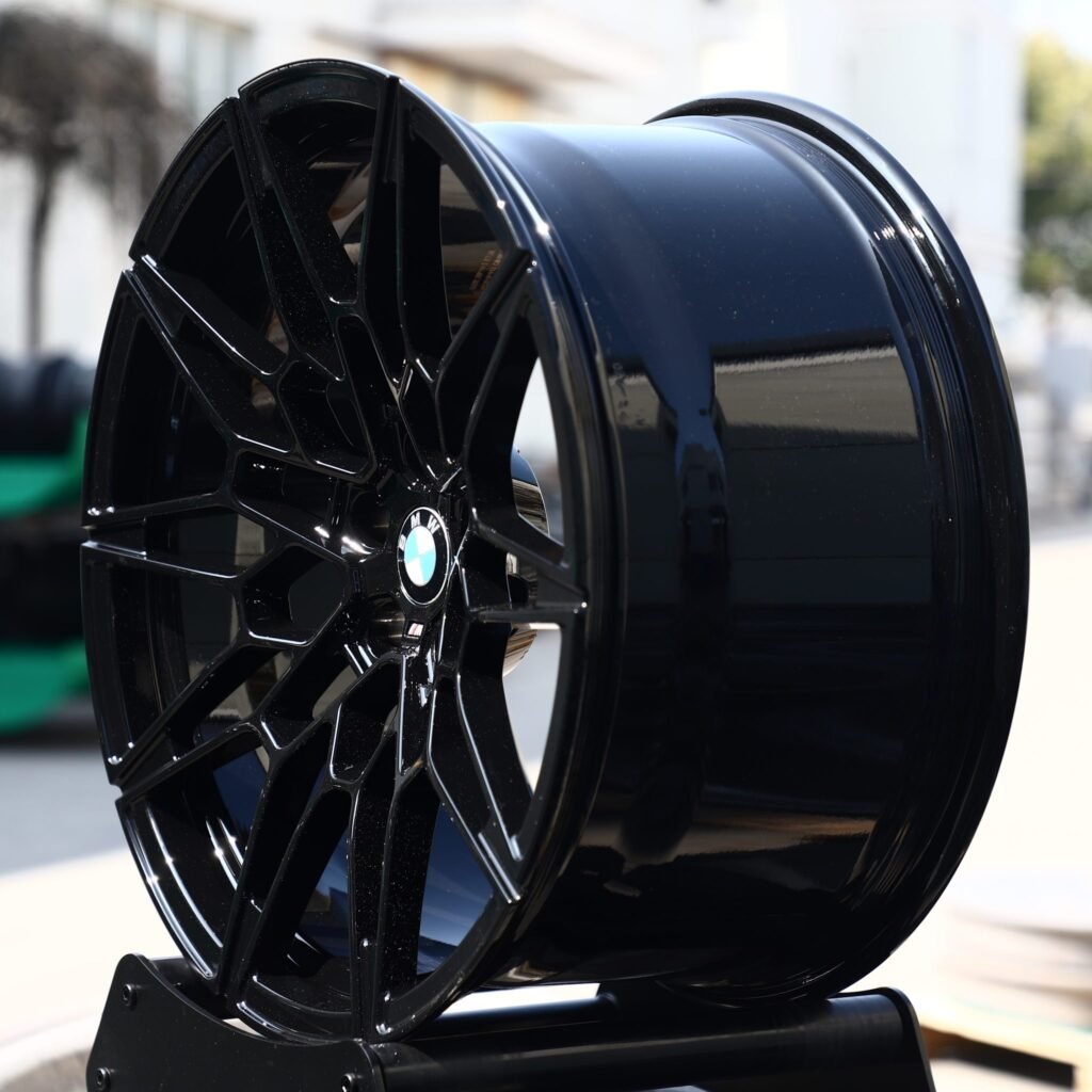 5x120 wheels – Gloss Black Mesh Multi-Spoke (BMW OEM-Style), side view