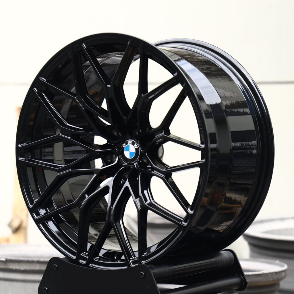 BMW M5 wheels – Gloss Black Mesh Multi-Spoke (BMW OEM-Style), angled view