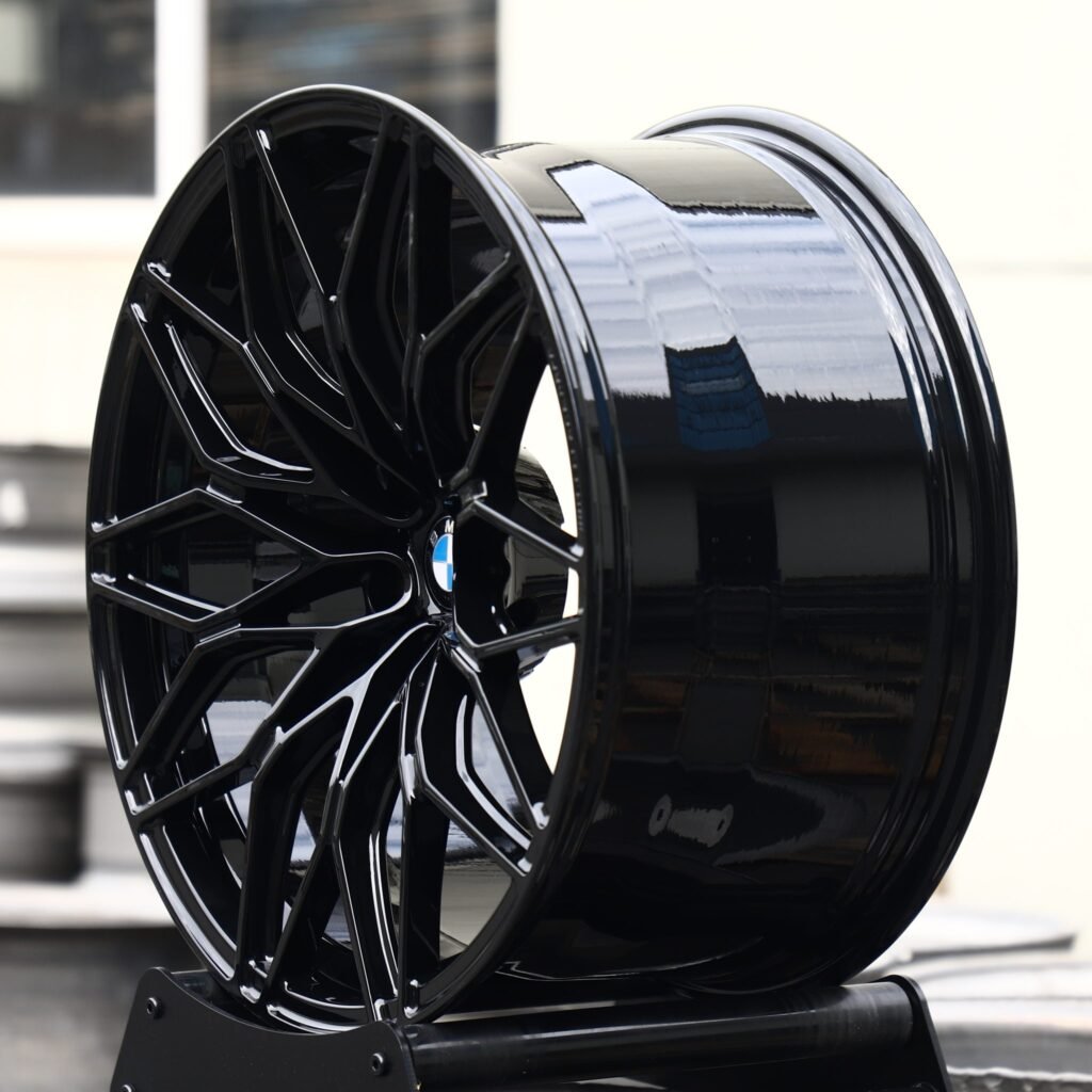 5x120 wheels – Gloss Black Mesh Multi-Spoke (BMW OEM-Style), side view