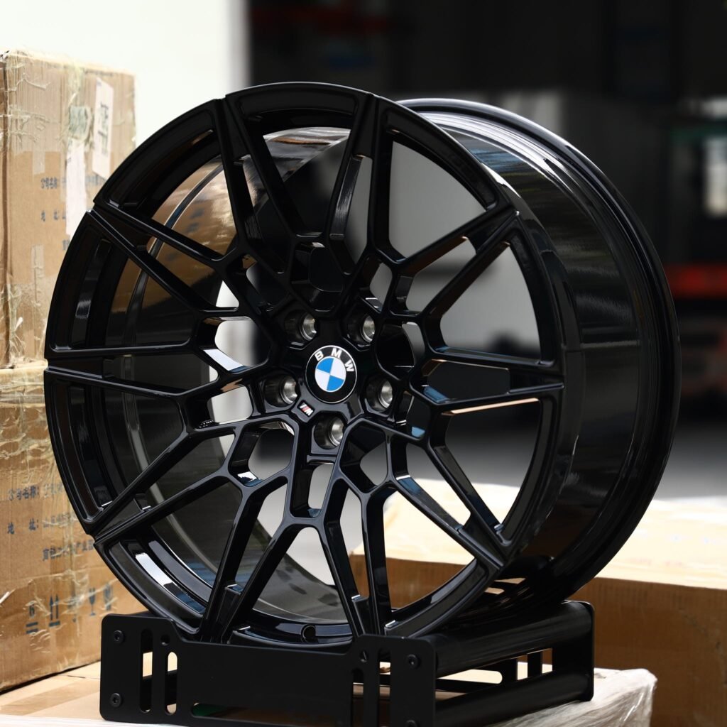 BMW M5 wheels – Gloss Black Mesh Multi-Spoke (BMW OEM-Style), angled view