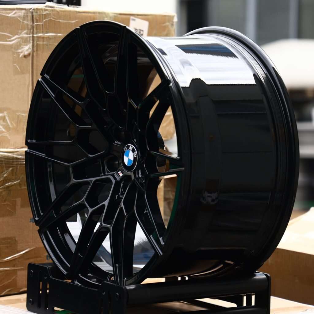 5x120 wheels – Gloss Black Mesh Multi-Spoke (BMW OEM-Style), side view