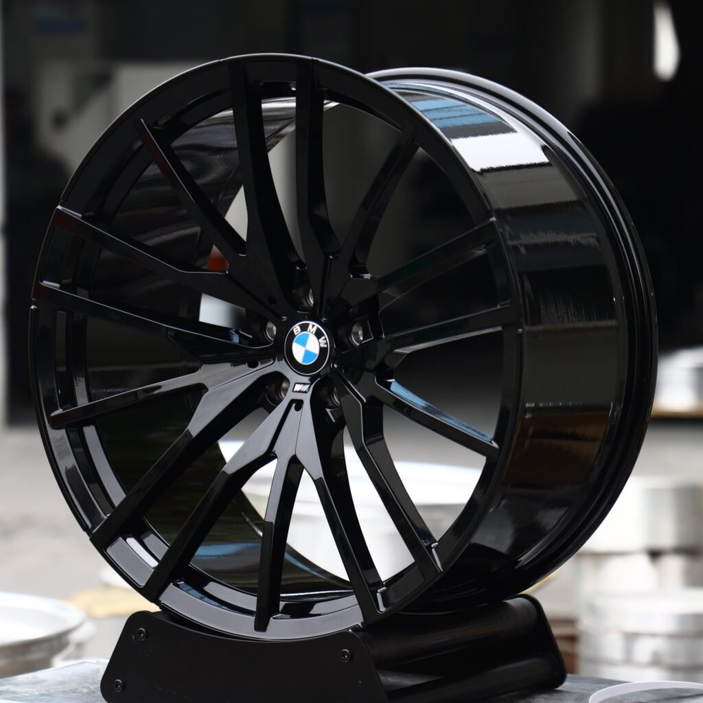 BMW M5 wheels – Gloss Black Multi-Spoke (BMW OEM-Style), angled view