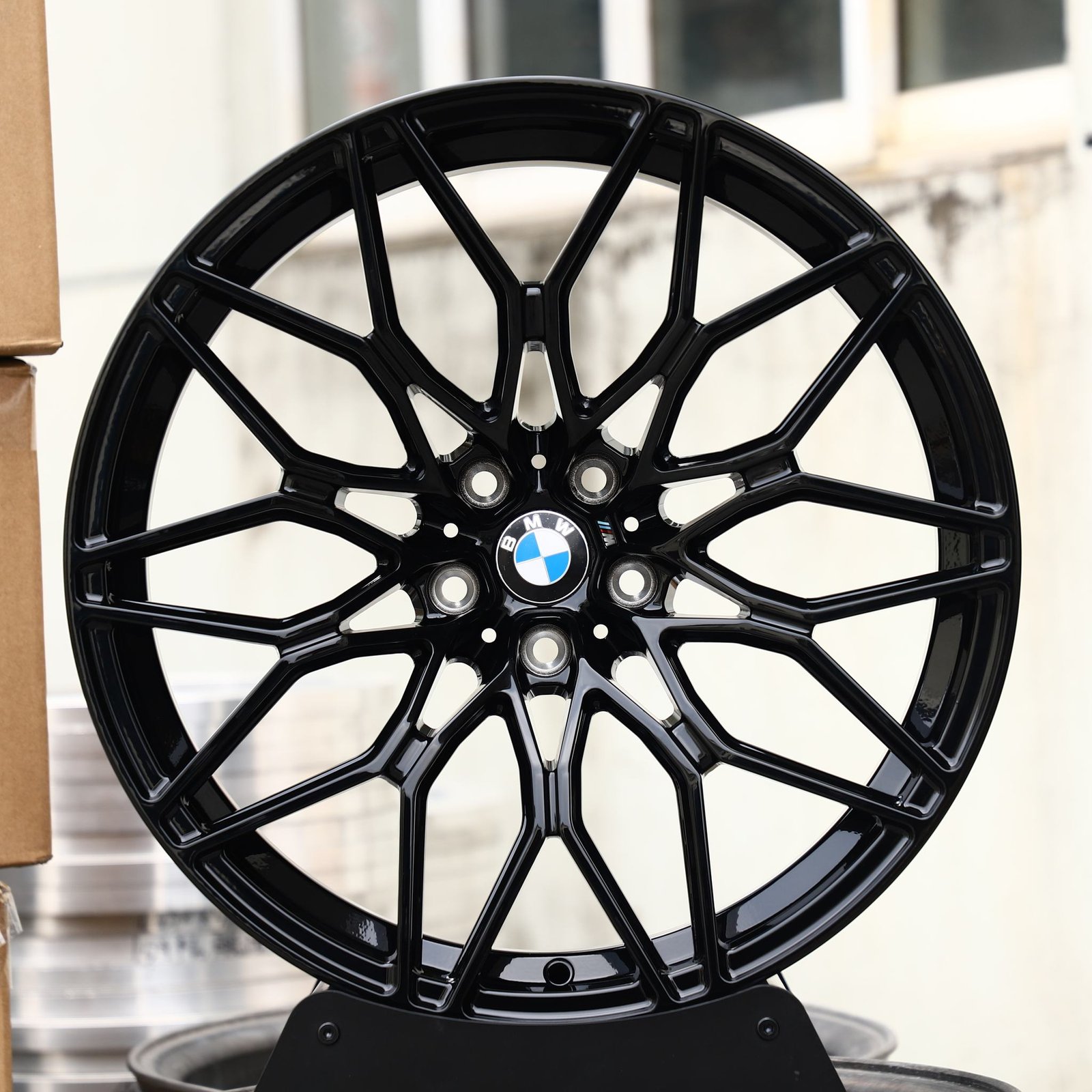 BMW M3 wheels – Gloss Black Multi-Spoke Mesh (BMW OEM-Style), front view