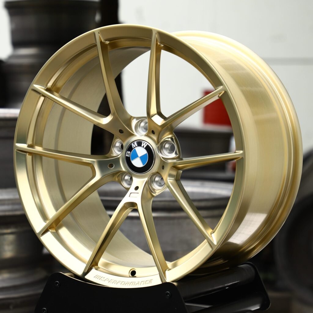 BMW M5 wheels – Gold 10 Y-Spoke (BMW OEM-Style), angled view