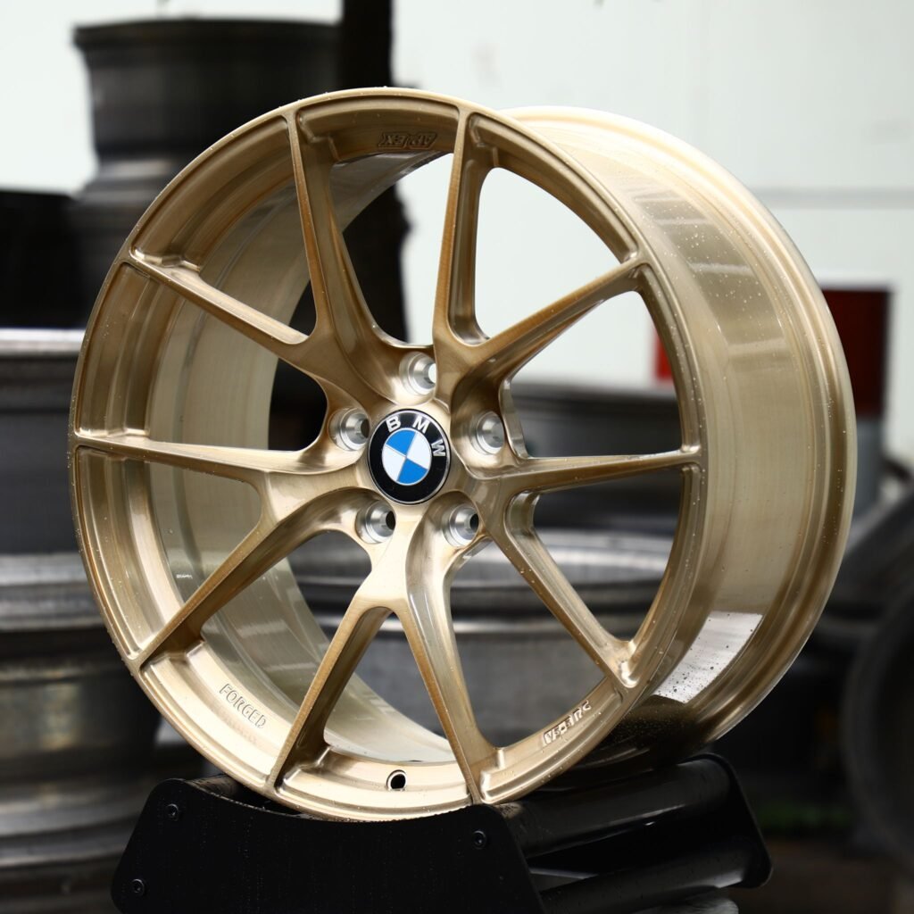 BMW M5 wheels – Gold 5 Y-Spoke (BMW OEM-Style), angled view