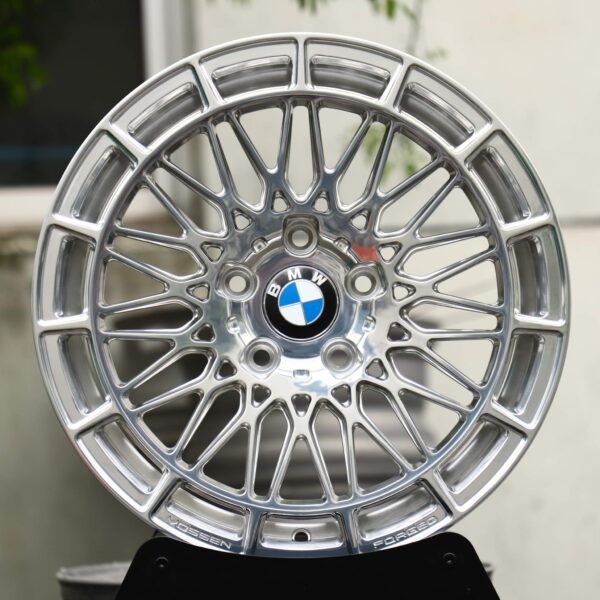 BMW M3 wheels – Brushed Silver Cross-Spoke Mesh (BMW OEM-Style), front view