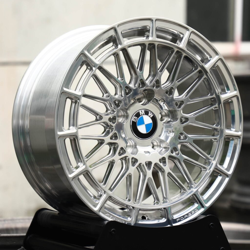 BMW M5 wheels – Hyper Silver Mesh Multi-Spoke (BMW OEM-Style), angled view