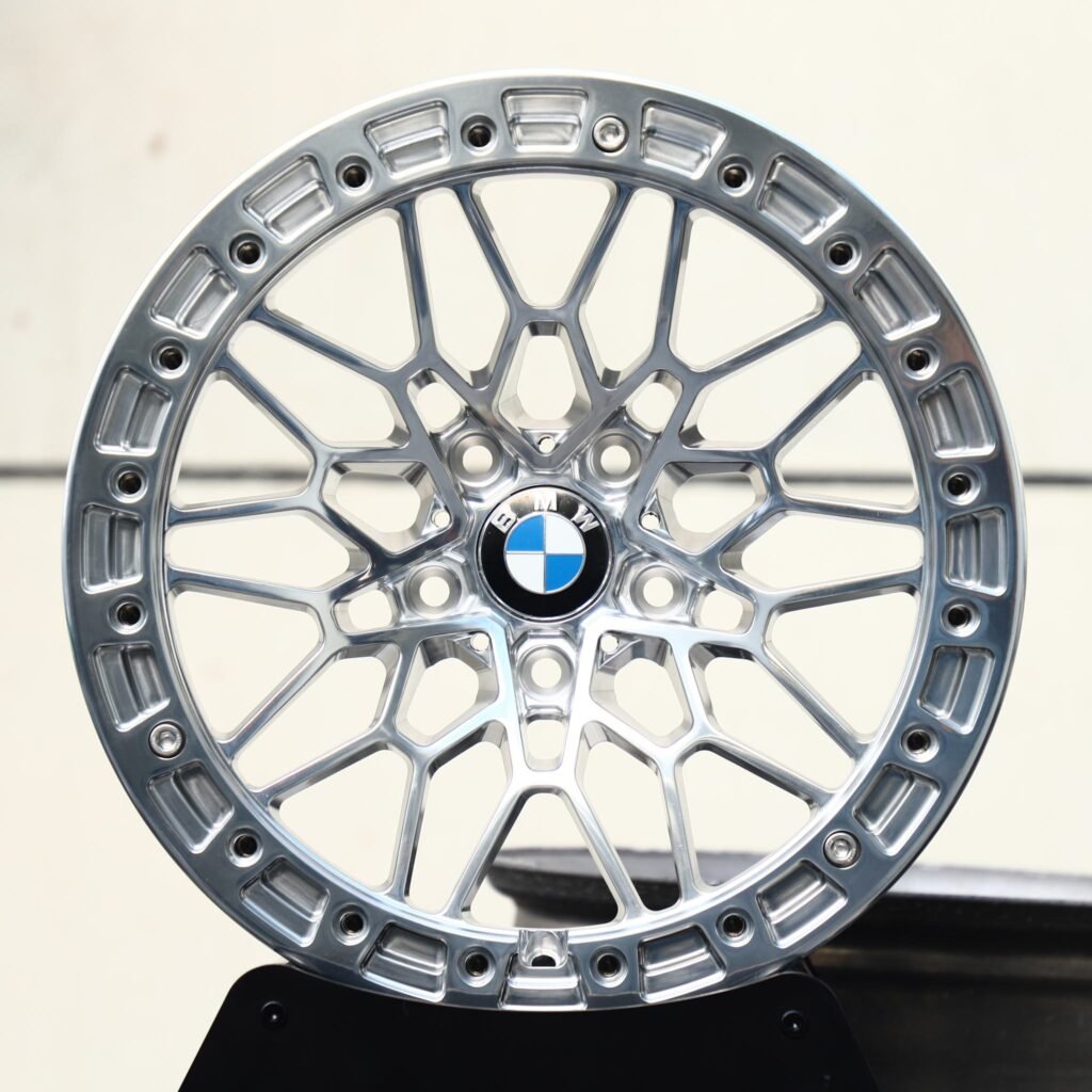 BMW M3 wheels – Mirror Polished Mesh Beadlock (BMW OEM-Style), front view