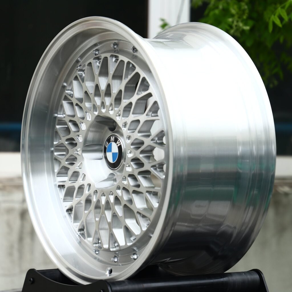 5x120 wheels – Silver Mesh Riveted Polished Lip (BMW OEM-Style), side view