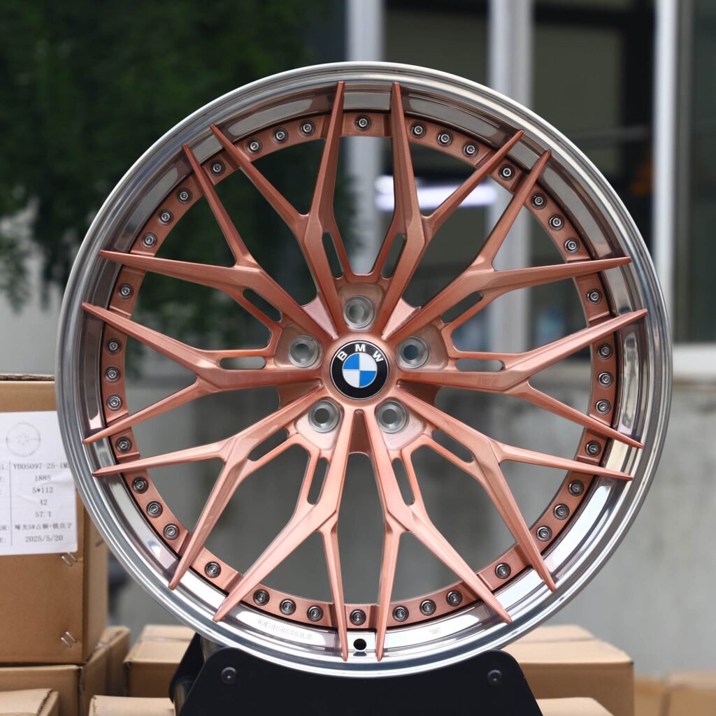 BMW 5 Series wheels – Bronze / Silver / Transparent Rose Gold 2-Piece 10 Y-Spoke, front view