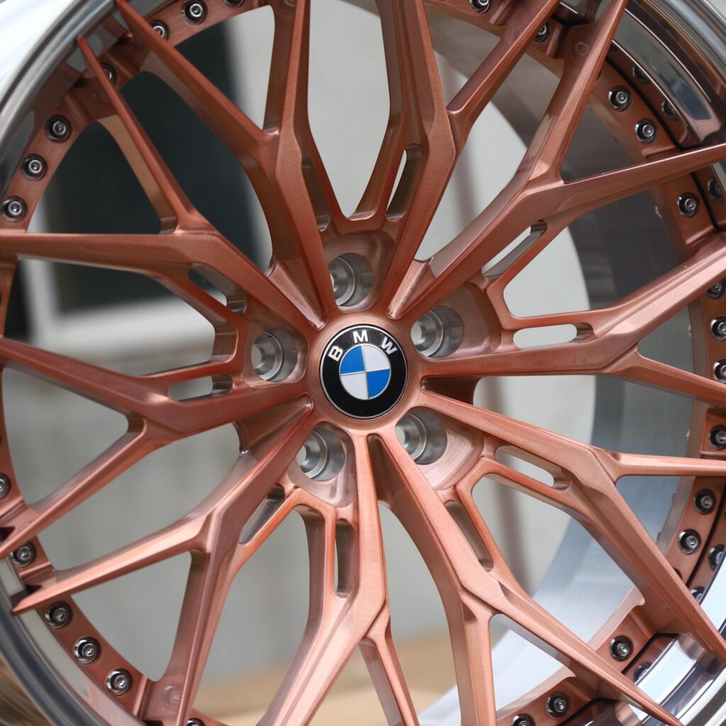 BMW M3 F80 wheels – Bronze / Silver / Transparent Rose Gold 2-Piece 10 Y-Spoke, lip and barrel detail