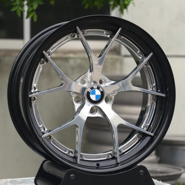 BMW 5 Series wheels – Silver / Gloss Black 5 Y-Spoke 2-Piece Deep Lip (BMW OEM-Style), front view