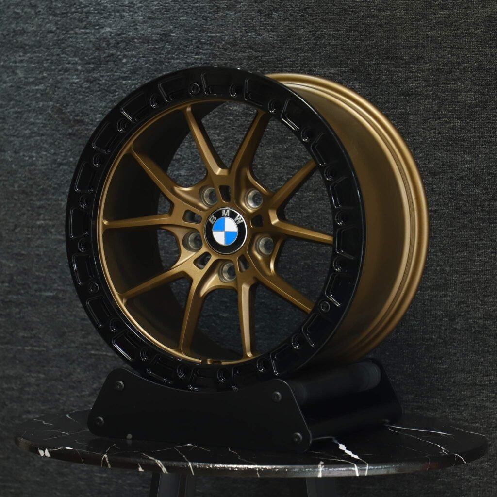 Ford Mustang S550 wheels – Custom Finish 5 Y-Spoke Beadlock (BMW OEM-Style), lip and barrel detail