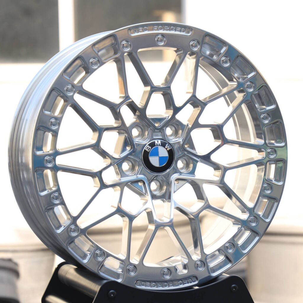 BMW 3 Series wheels – Gloss Black 5-Spoke Cut-Out Bolt Detail, angled view