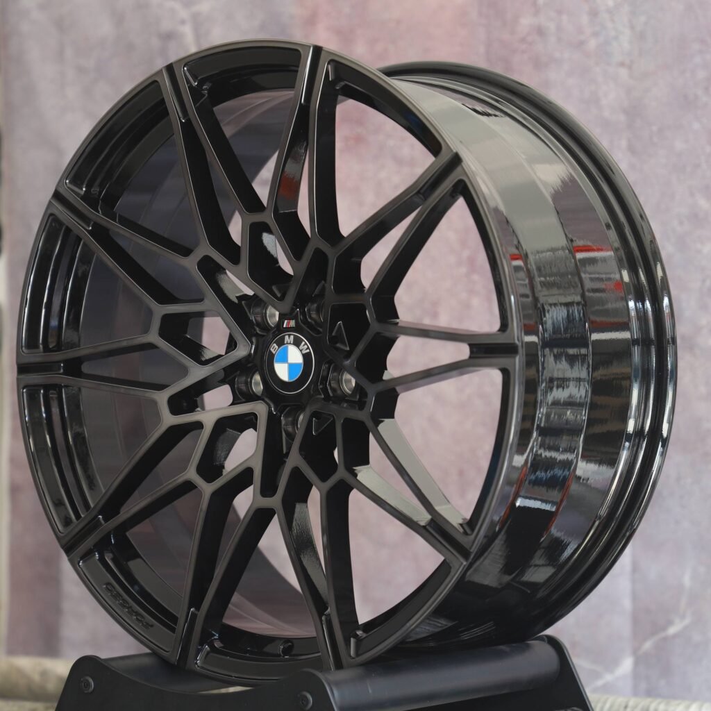 5x120 wheels – Gloss Black 5-Spoke Cut-Out Machined Face (BMW Style 826M), side view